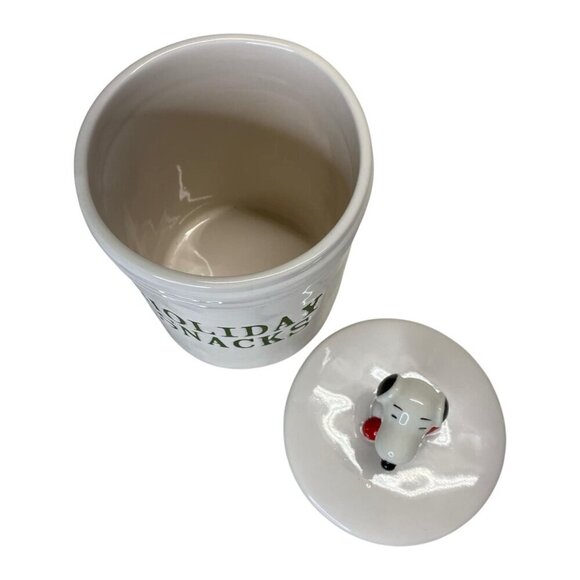 Rae Dunn Peanuts Snoopy Ceramic Holiday Snacks Treats Cookie Jar Topped Canister - Picture 5 of 6